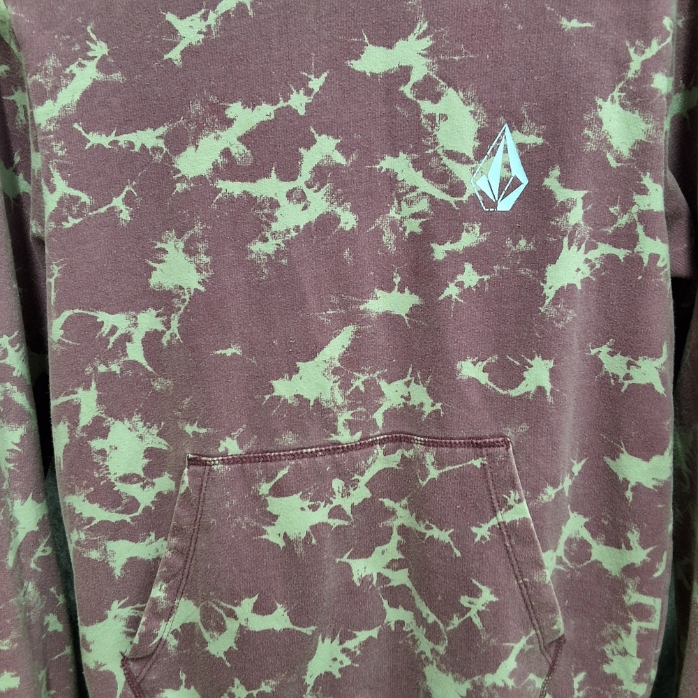 Purple Tie-Dye Volcom Hoodie with Logo - Picture 8 of 10